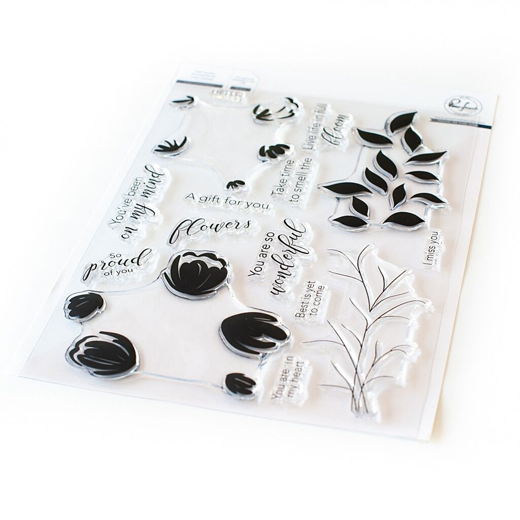 Pinkfresh Studio Clear Stamp Set 6"X8" - Layered Bouquet