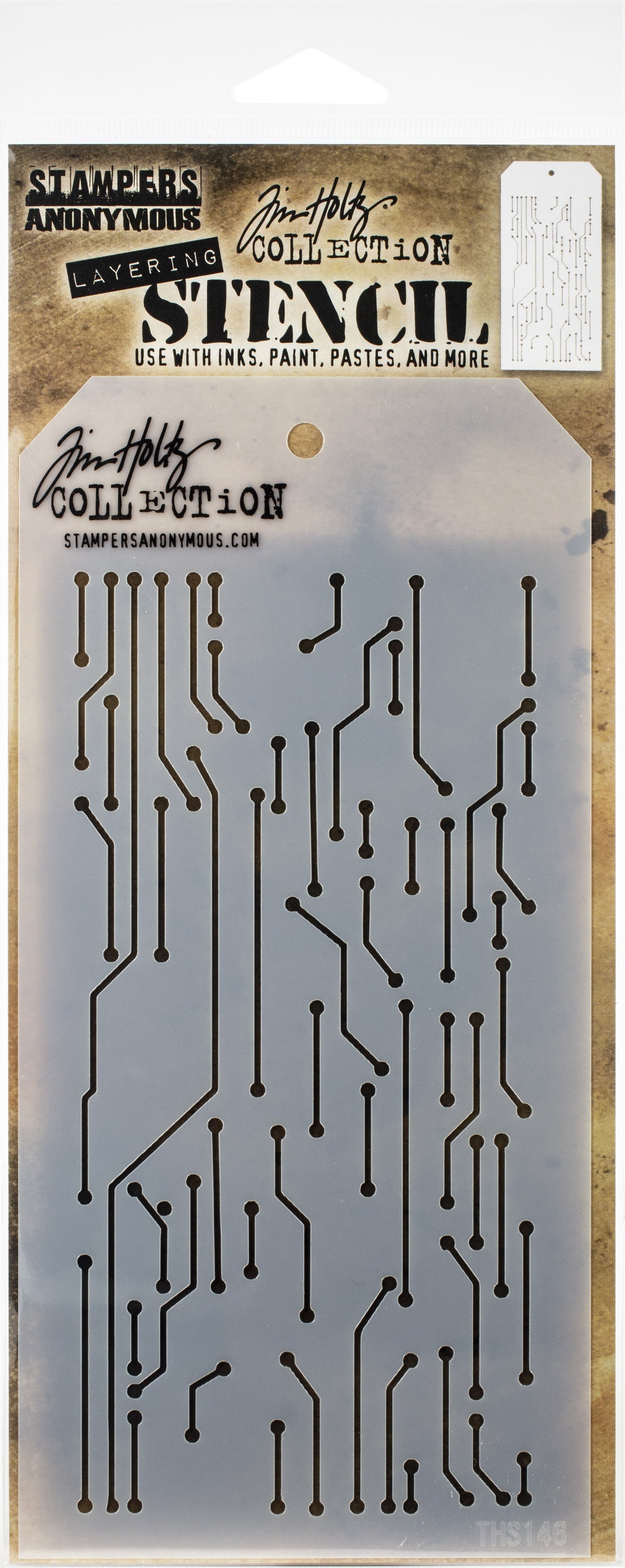 Stampers Anonymous Tim Holtz Layered Stencil 4.125"X8.5" - Circuit -Layered