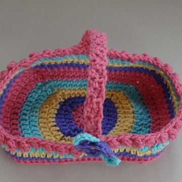 Shallow Striped Basket with Flower