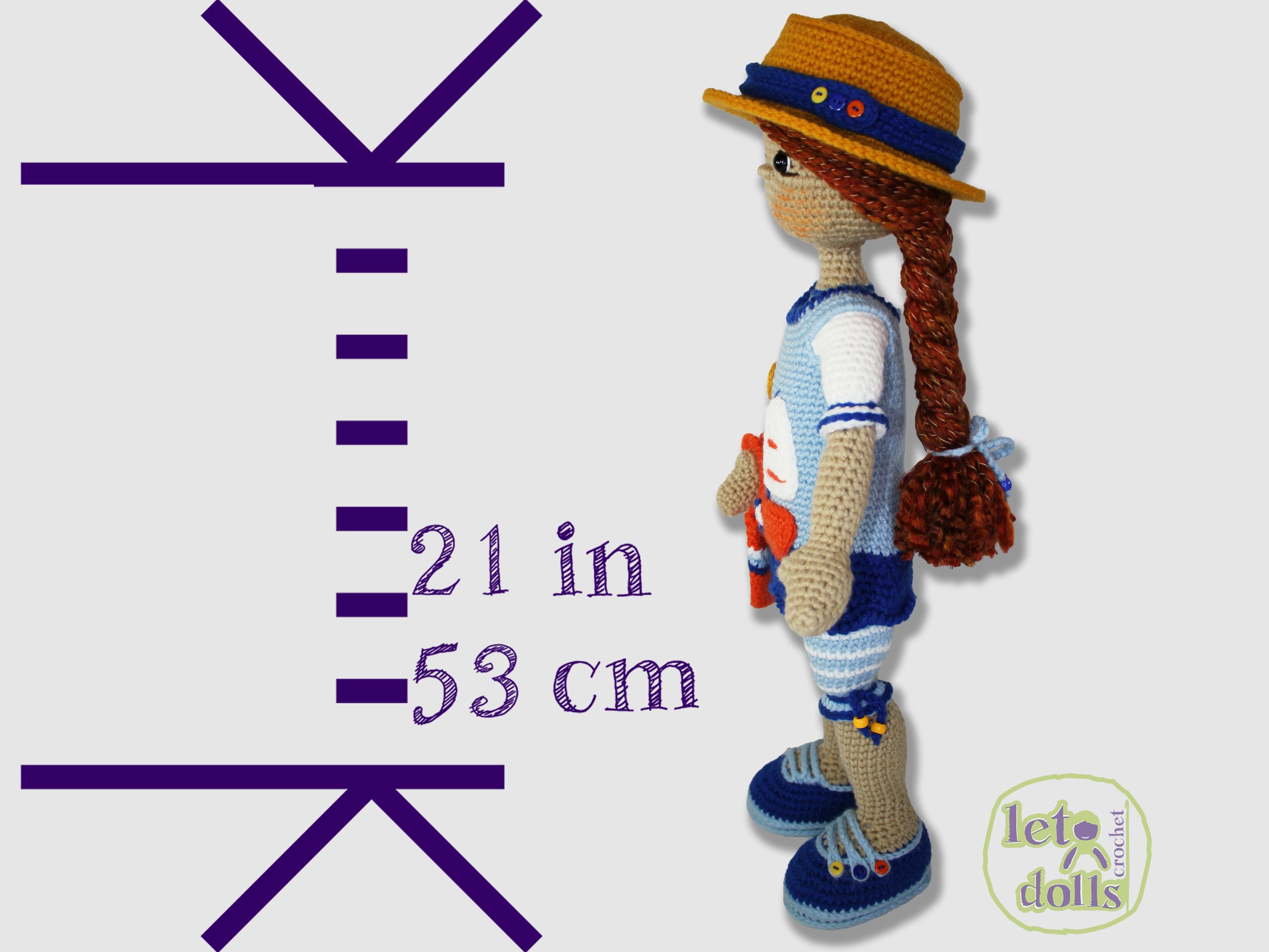 21 inch crochet doll pattern PDF, Large amigurumi doll, Fay