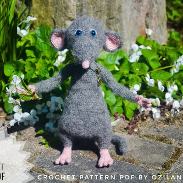 Crochet Pattern Macaroni the rat aninal Amigurumi toy