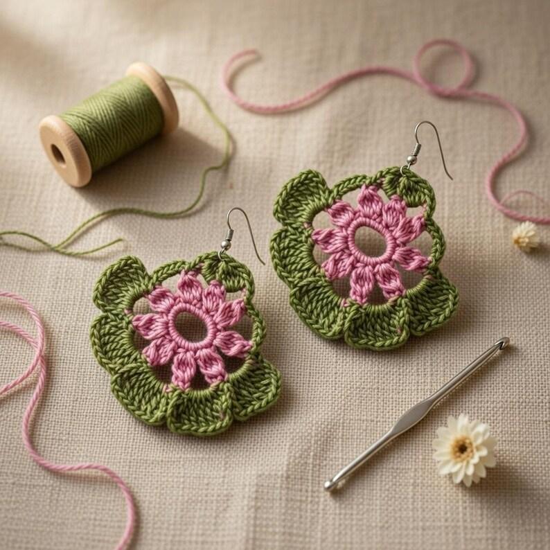 Crochet Flower Earrings Pattern – Floral Jewelry PDF + Video Tutorial