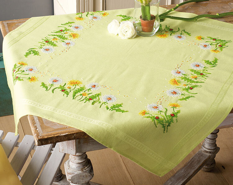 Vervaco Dandelions Tablecloth Cross Stitch Kit - 80cm x 80cm