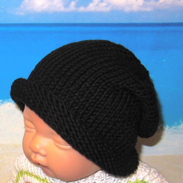 Baby Black Roll Brim Slouch