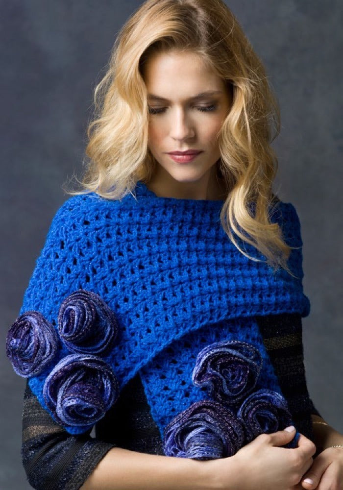 Rose Parade Wrap in Red Heart Shimmer Solids - LW2801