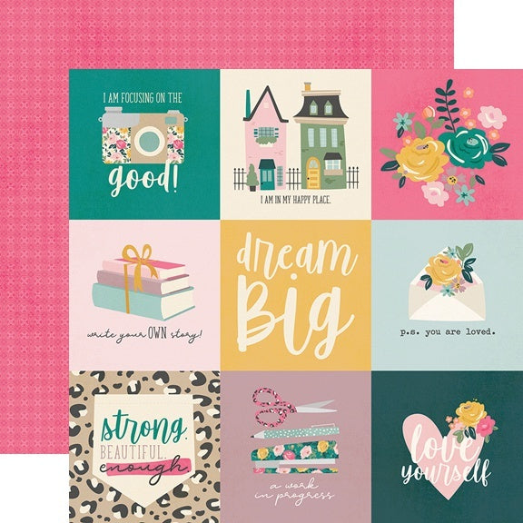 Simple Stories I Am Double-Sided Cardstock 12"X12" 25/Pkg - 4"X4" Elements