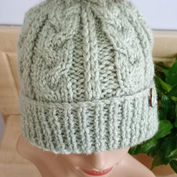 Easy Cable Brimmed Beanie Hat Womens Mens Chunky Yarn