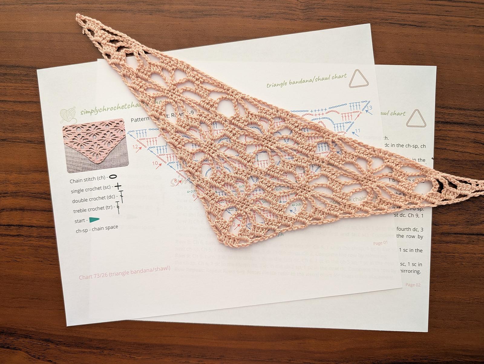 Crochet Bandana/Shawl Pattern/Chart #73