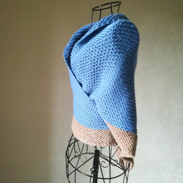 Outlander inspired Claire Navy blue brown shawl knittin pattern
