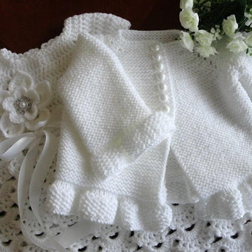 Knit Crochet PATTERN Newborn Baby Girl Clothes Jacket and Dress
