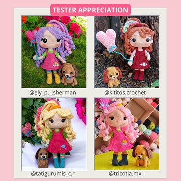 Valentina Amigurumi Crochet Pattern – Doll with Cute Doggy “Love” (PDF)