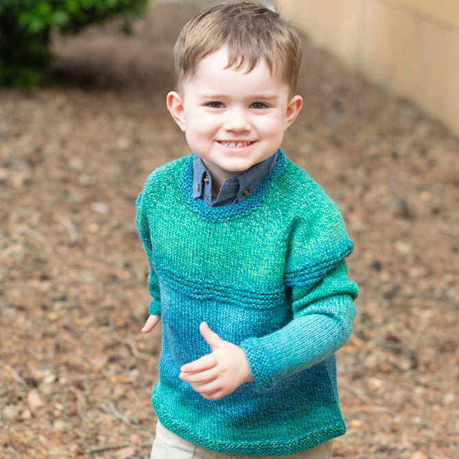 Top Down Gradient Kid's Sweater in Cascade 220 Superwash Wave - W719 - Downloadable PDF