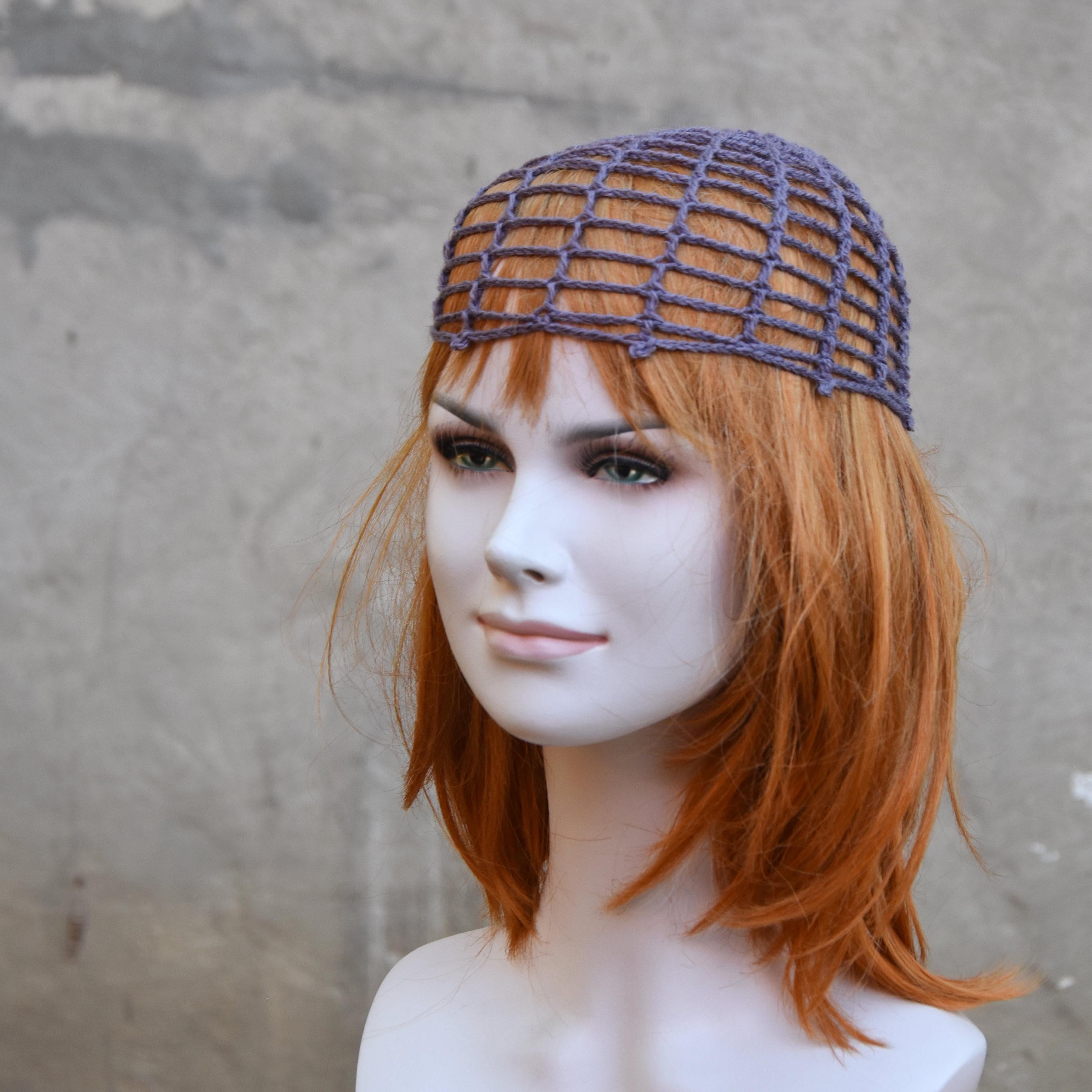Gossamer crochet spiderweb hat