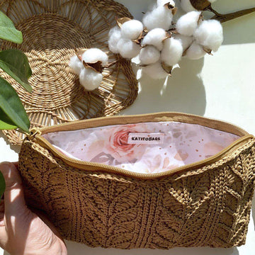Raffia clutch bagCrochet pattern, Raffia clutch bag, Zipper raffia handbag