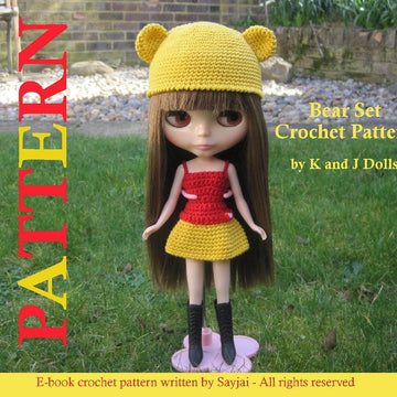 Bear Hat and Dress For Blythe Doll - Crochet Pattern