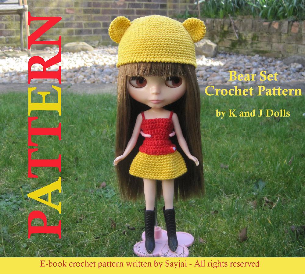 Bear Hat and Dress For Blythe Doll - Crochet Pattern