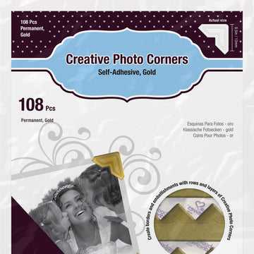 3L Scrapbook Adhesives Paper Photo Corners Self-Adhesive 108/Pk - .5" Gold