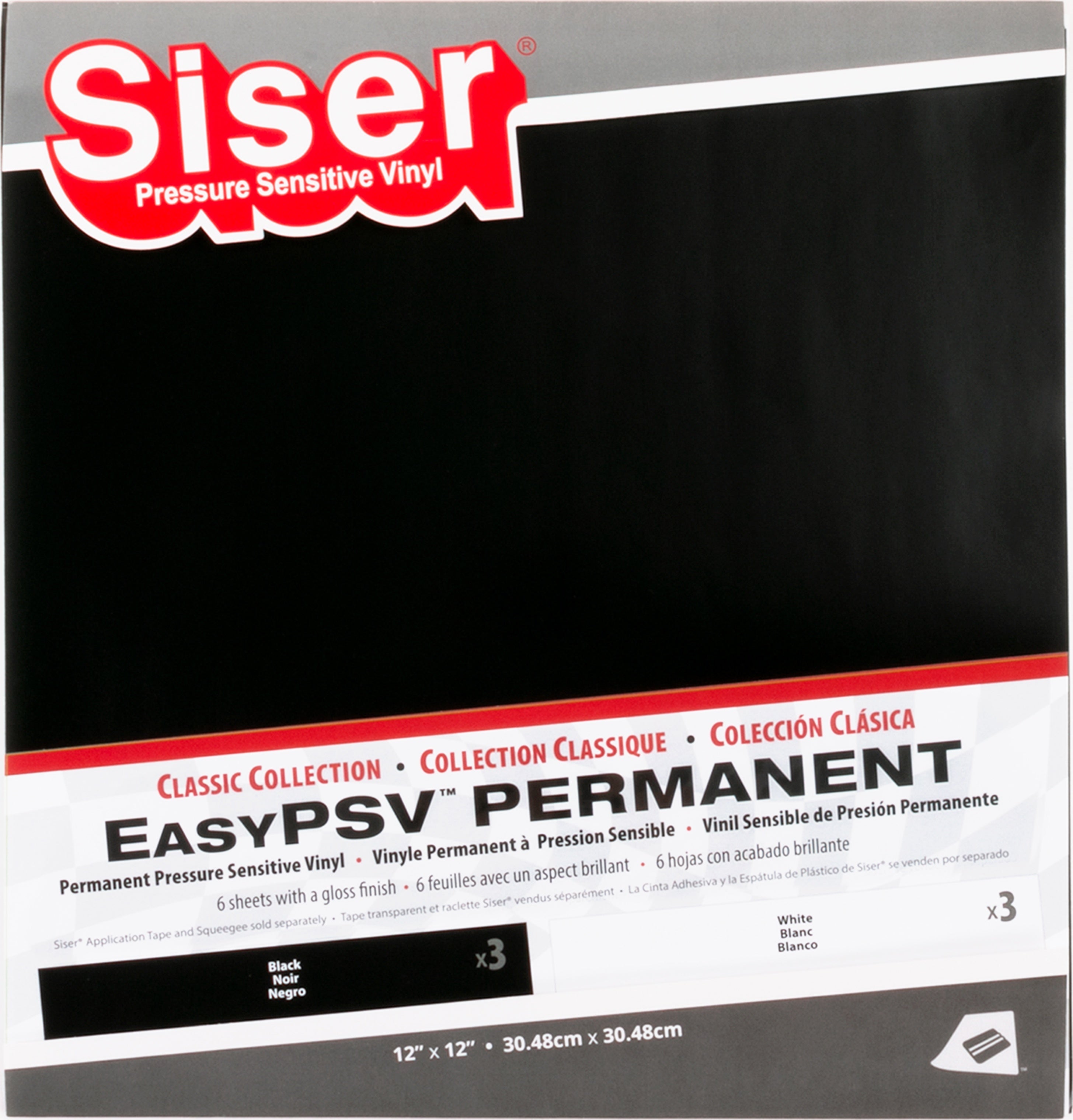 Siser EasyPSV Permanent Vinyl 12"X12" 6/Pkg - Black & White