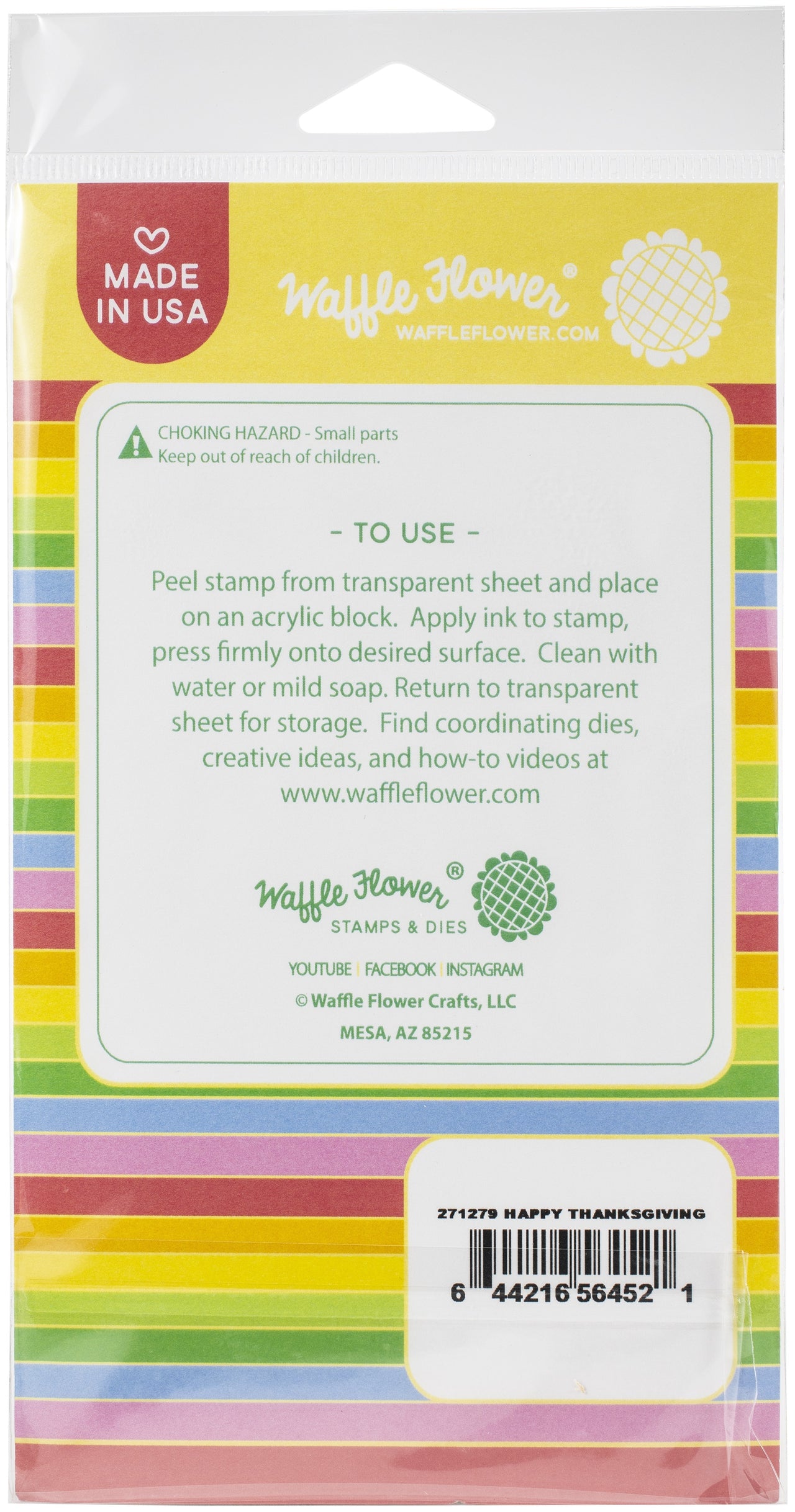 Waffle Flower Crafts Clear Stamps 4"X6" - Happy Thanksgiving