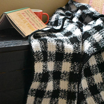 Crochet Gingham Throw Blanket