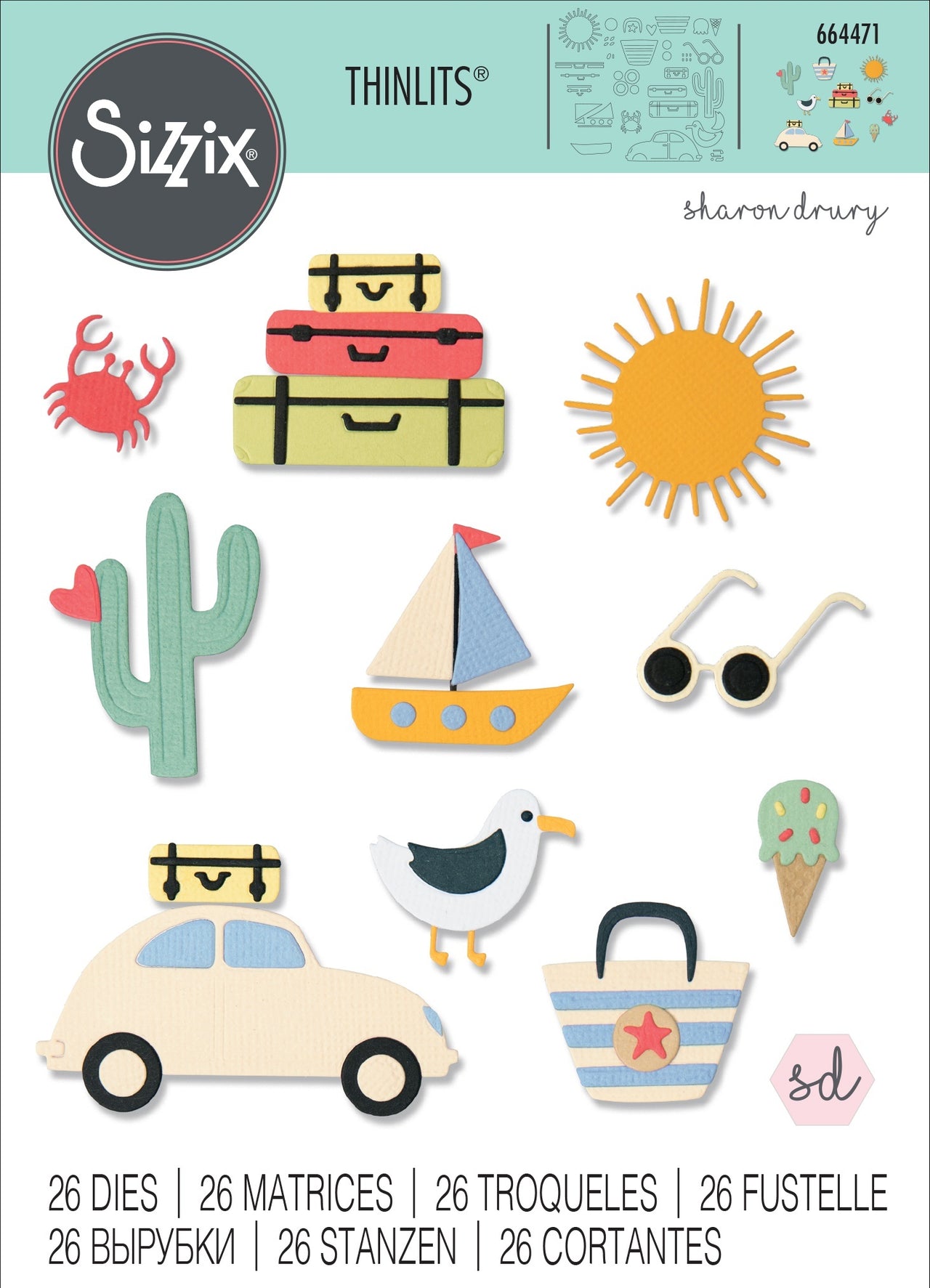 Sizzix Thinlits Dies By Sharon Drury 26/Pkg - Summer Days