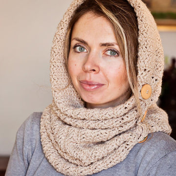 Herringbone Gathered Cowl w...