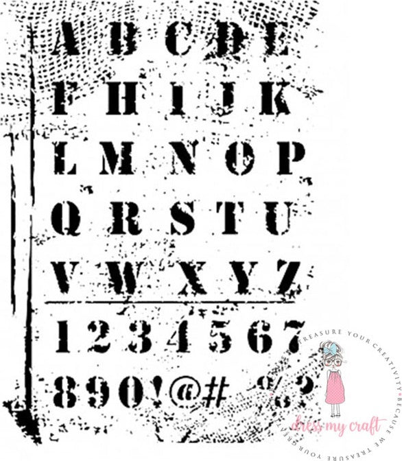 Dress My Craft Stencil A4 - Grungy Alphabets