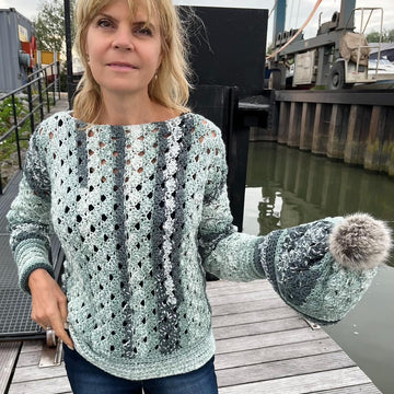 Sage Symphony Sweater (plus matching hat)