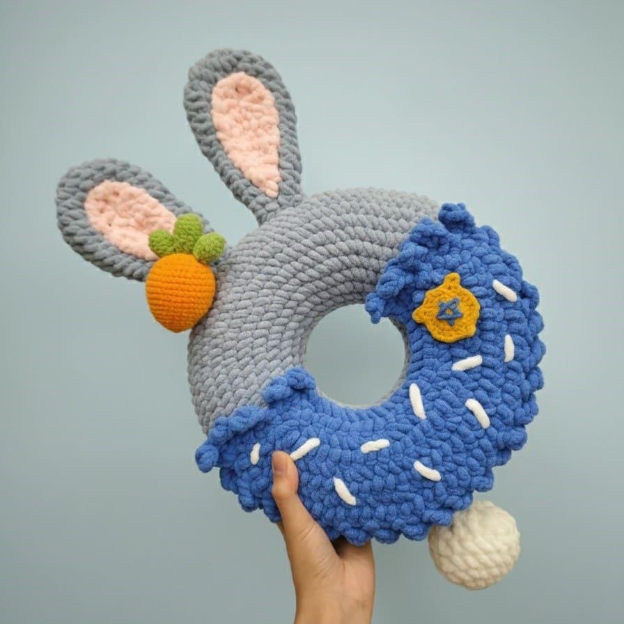 Free Crochet Pattern Pillow, Officer Judy Donut Pillow, Judy Zootopia