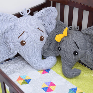 Josefina and Jeffery Knit Elephant Pillow