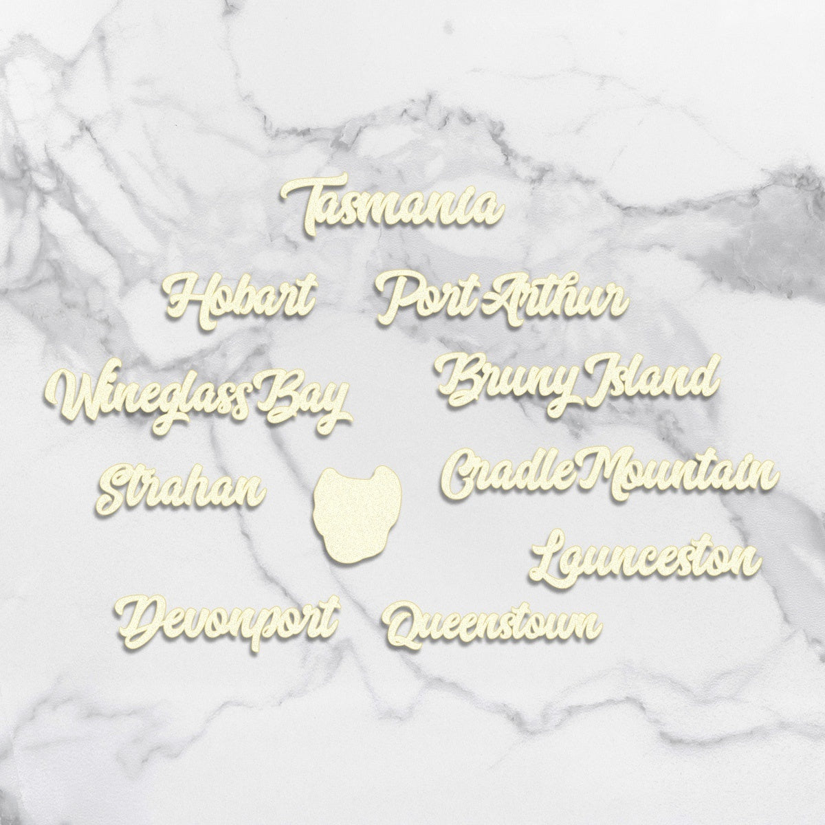 Artdeco Creations Sunburnt Country Laser Cut Coasterboard Sentiments - Tasmania Cities