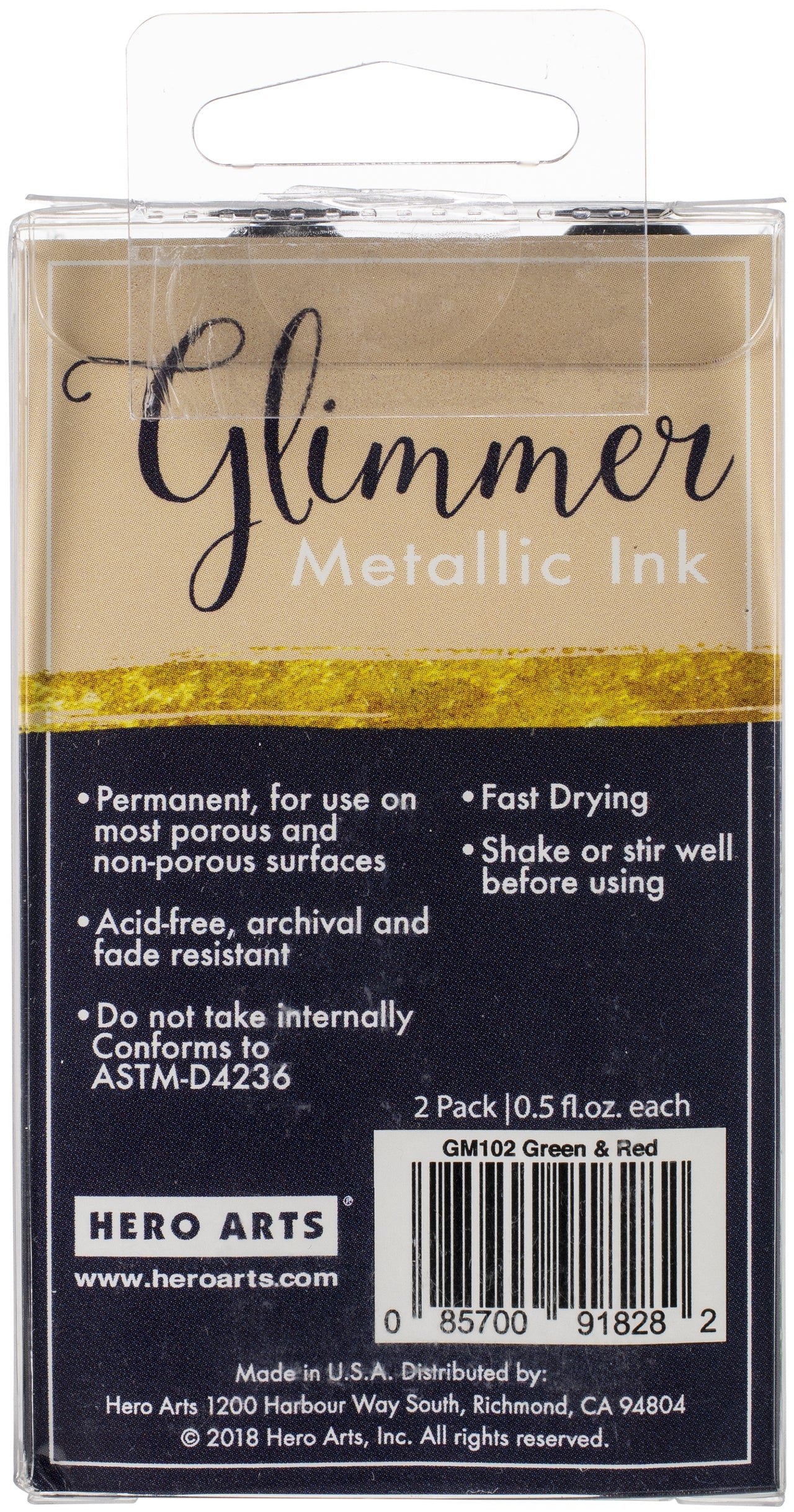 Hero Arts Glimmer Metallic Inks 2/Pkg - Green & Red