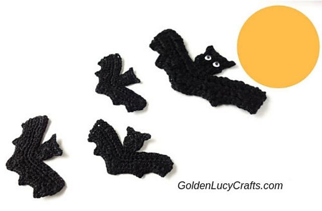 Crochet Pattern Bat Applique, Halloween