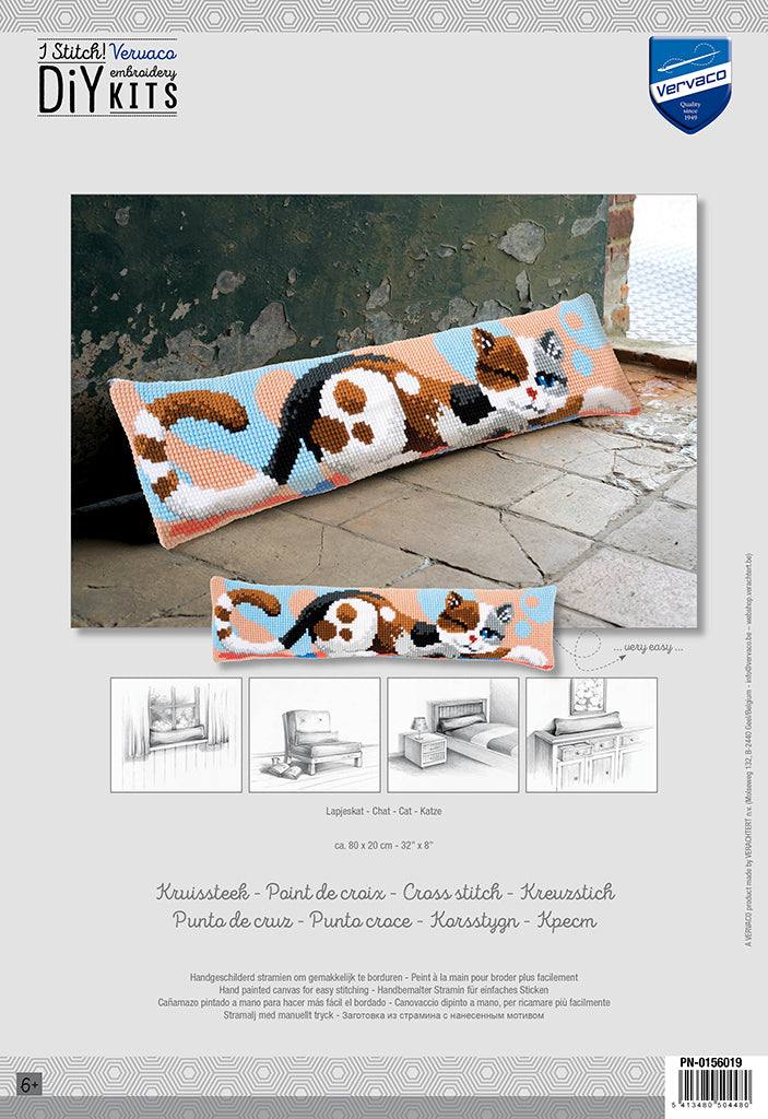 Vervaco Cat Draught Excluder Chunky Cross Stitch Kit - 80cm x 20cm