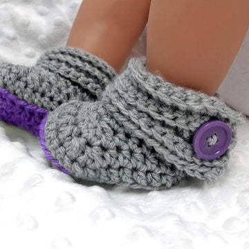 Buttoned Up Baby Beanie and Booties Gift Set