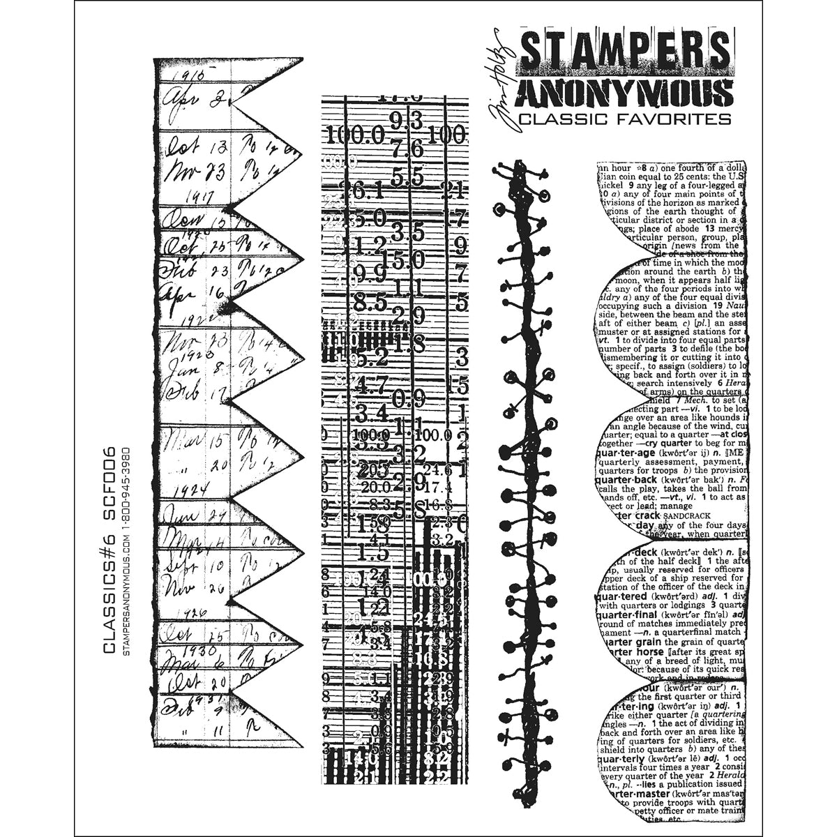 Stampers Anonymous Cling Stamps 7"X8.5" - Classics #6