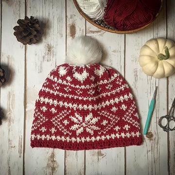 Fair Isle Snowflakes & Hearts Slouchy Beanie