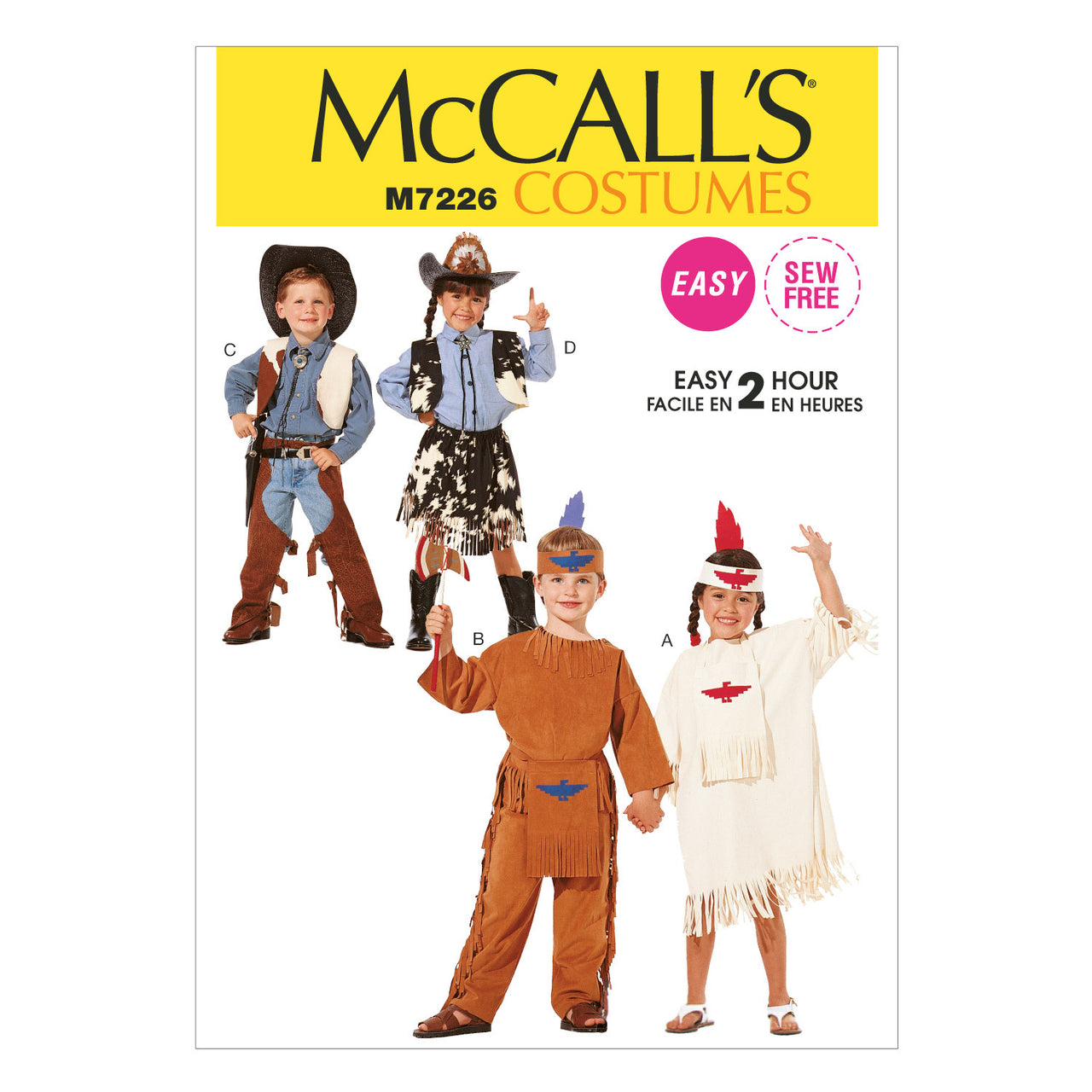 McCall's Children's, Boys' and Girls' Cowboys and Indians Costumes M7226 - Sewing Pattern