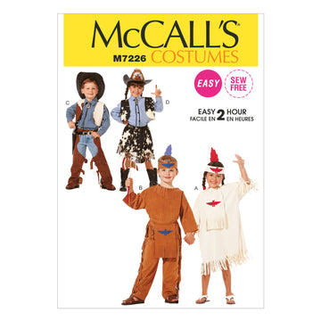 McCall's Children's, Boys' and Girls' Cowboys and Indians Costumes M7226 - Sewing Pattern