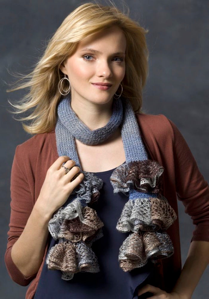 Ruffle Me Scarf in Red Heart Boutique Midnight - LW2724