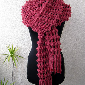 Chunky Crochet Long Scarf With Fringe