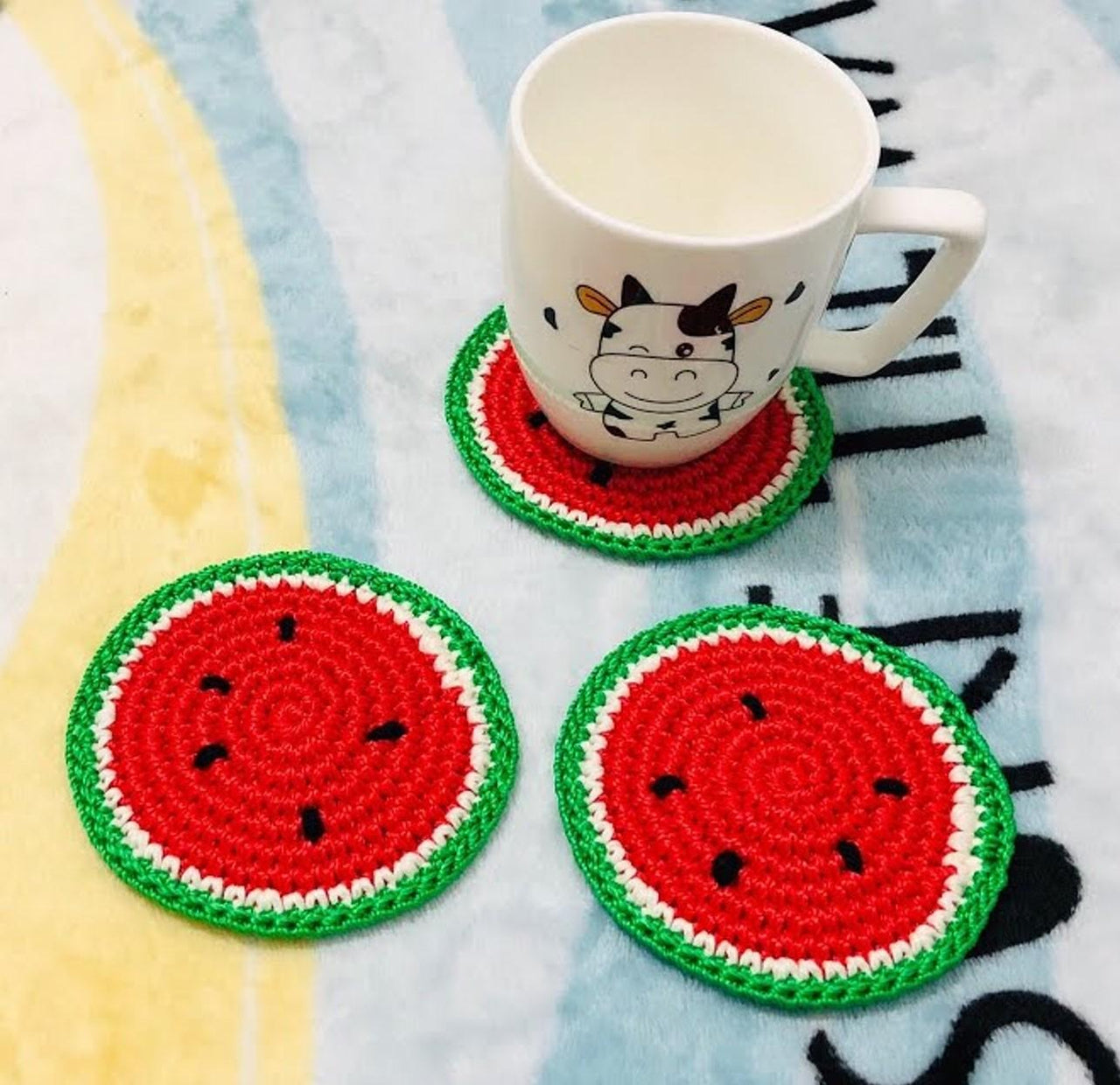Watermelon Slice Coaster Crochet Pattern