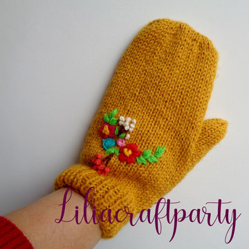 Floral Bouquet Mittens Gloves