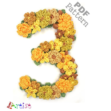 Flower Number 3 crochet applique pattern