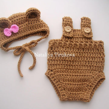 Bear Baby Bonnet and Romper