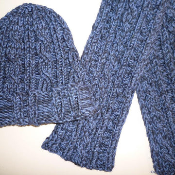 Reversible Cable Scarf & Cap