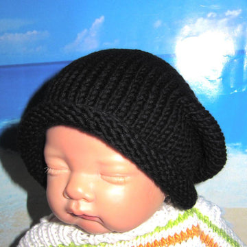 Baby Black Roll Brim Slouch