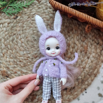 Tiny bunny hat for doll