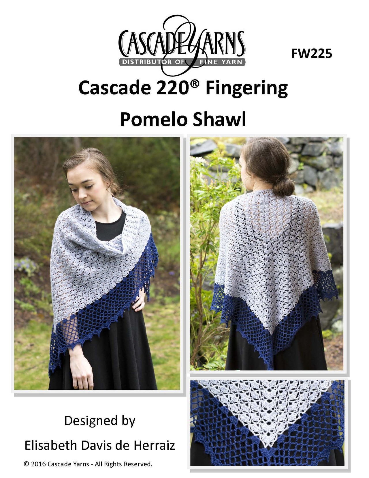 Pomelo Shawl in Cascade 220® Fingering - FW225 - Downloadable PDF