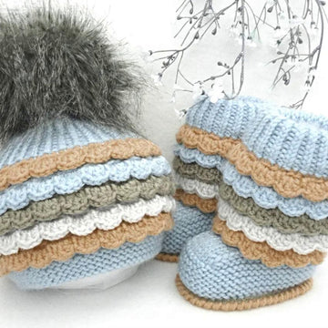 Knit Crochet PATTERN Baby Booties and Hat by Elena Mitchell